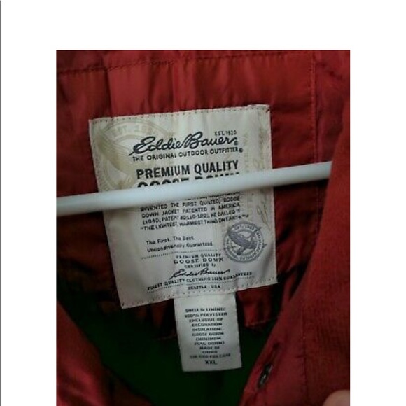 🦆LNWOT Eddie Bauer Goose Down Puffer Vest, Red, Full Zip - Picture 4 of 4